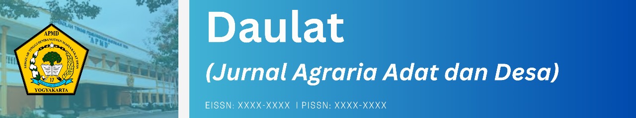 Daulat (Jurnal Agraria Adat dan Desa)